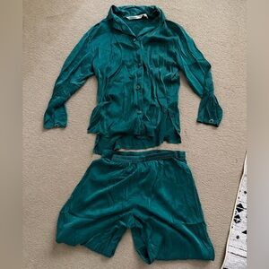 Teal Victoria's Secret Satin Pajama Set